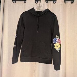 Adidas Black Hoodie with Floral Accents